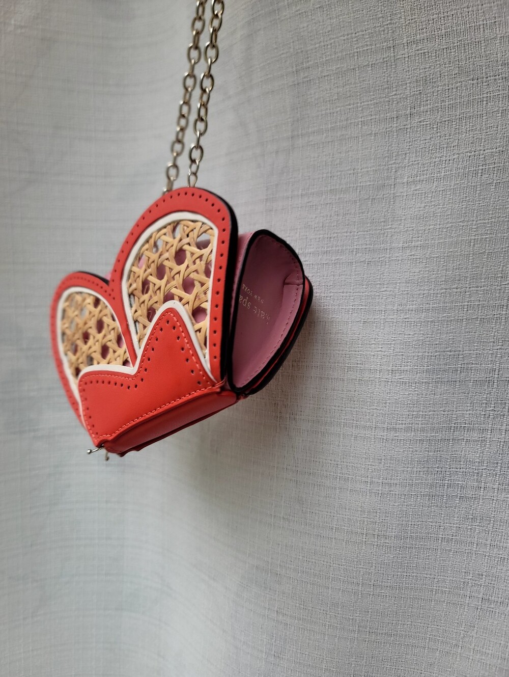 Kate Spade Wing It Wicker Butterfly Coin Pouch On A Chain - Picture 10 of 11